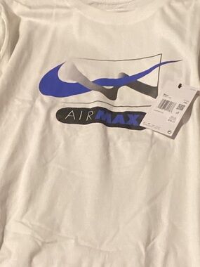 Nike White Tee with Blue and Black Air Max Graphic